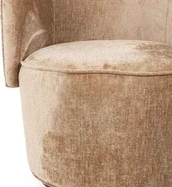 White Label Hnědé čalouněné otočné lounge křeslo Fold