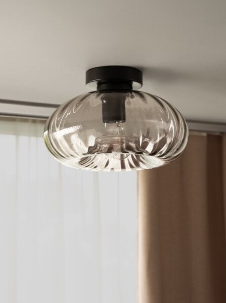 Osram - Stropní svítidlo DECOR SMOKE 1xE27/12W/230V pr.28 cm černá/kouřová šedá