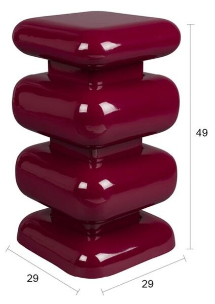 Dutchbone Bordově červený kovový odkládací stolek STUBBY 49 cm