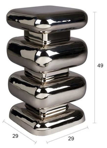 Dutchbone Stříbrný kovový odkládací stolek STUBBY 49 cm