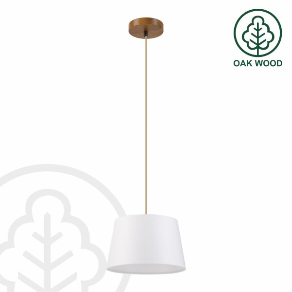 Lustr na lanku AIDA 1xE27/60W/230V pr. 25 cm dub/hnědá/bílá