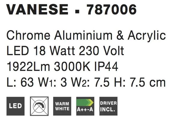 LED nástěnné svítidlo Vanese 63 – Šedá