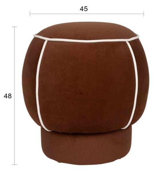 White Label Tmavě červený čalouněný taburet MARINA 48 cm