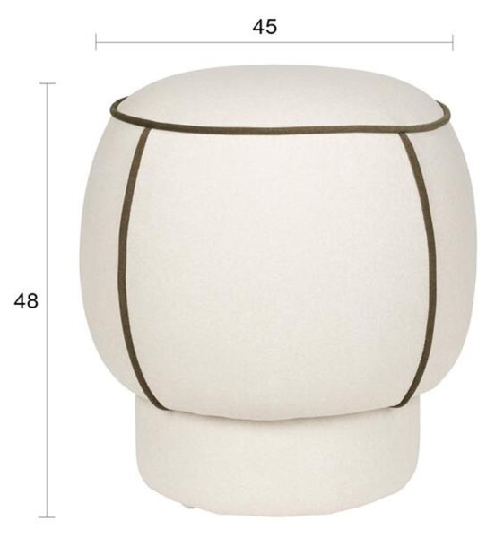 White Label Bílý čalouněný taburet MARINA 48 cm
