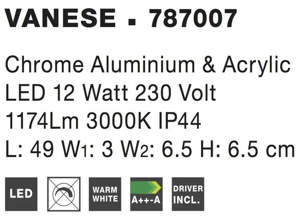LED nástěnné svítidlo Vanese 49 – Šedá (787007)