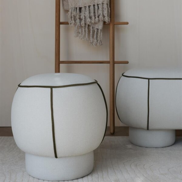 White Label Bílý čalouněný taburet MARINA 48 cm