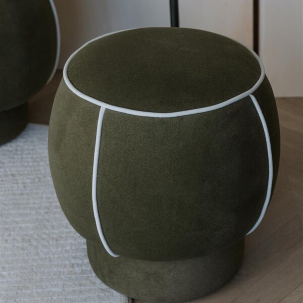 White Label Zelený čalouněný taburet MARINA 48 cm