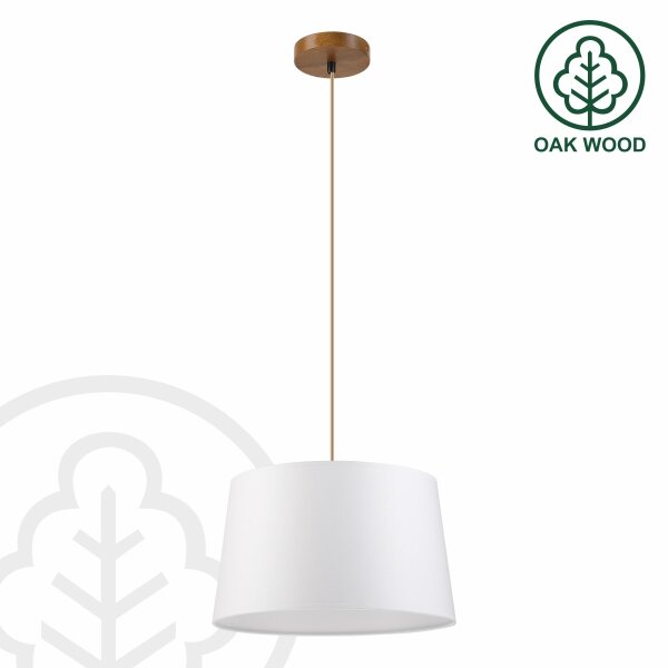 Lustr na lanku AIDA 1xE27/60W/230V pr. 35 cm dub/hnědá/bílá