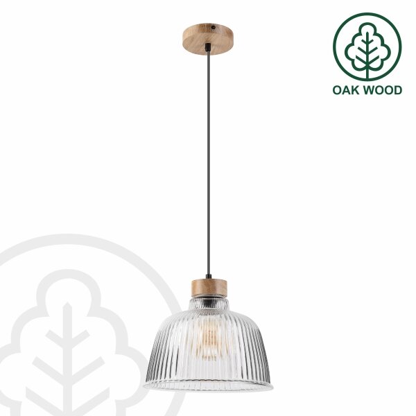 Lustr na lanku ASTA 1xE27/60W/230V pr. 28 cm dub