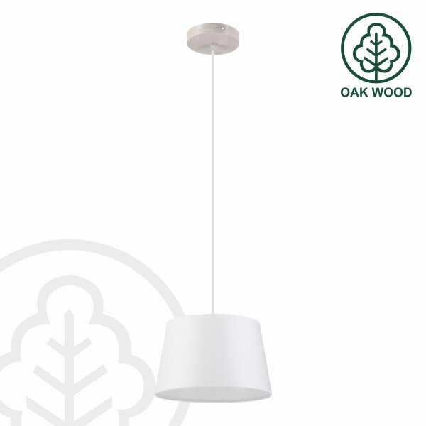 Lustr na lanku AIDA 1xE27/60W/230V pr. 25 cm dub/bílá