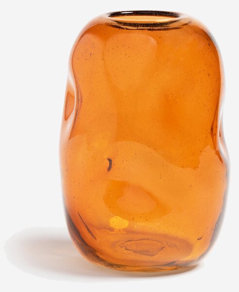 &klevering Skleněná váza Bubble tvarovaná oranžová 22cm