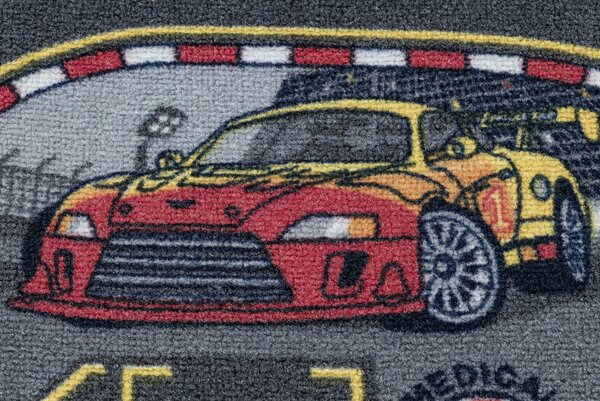 Makro Abra Dětský kusový koberec REBEL ROADS Racers 97 Ulice auta protiskluzový šedý Rozměr: 95x133 cm