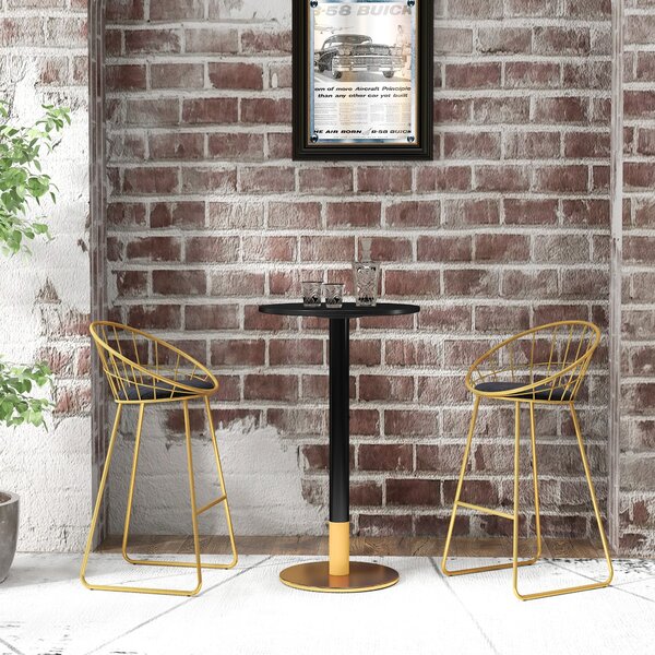 HOMCOM Kulatý Barový Stůl Bistro Stůl Vysoký Jídelní Stůl Moderní Styl Ocelový Rám rozměry 60Š x 60H x 102V cm Černý | Aosom
