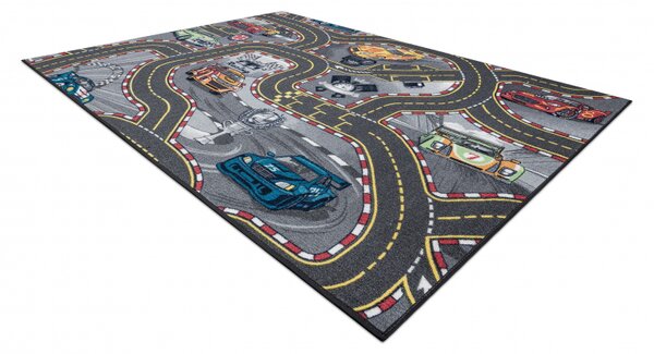 Makro Abra Dětský kusový koberec REBEL ROADS Racers 97 Ulice auta protiskluzový šedý Rozměr: 95x133 cm
