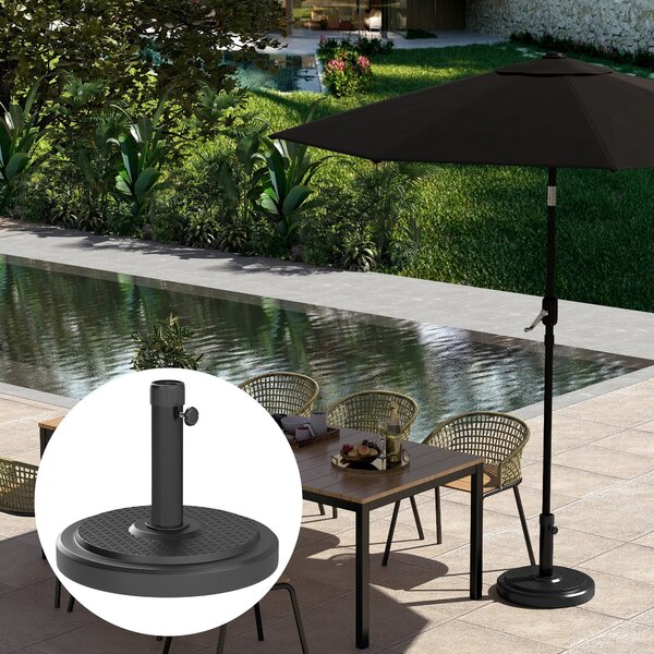 Podstavec pro slunečník Outsunny, venkovní základna pro slunečník, pro sloupy Ø 38 a 48 mm, hmotnost 22 kg, kovový podstavec pro slunečník na zahradní