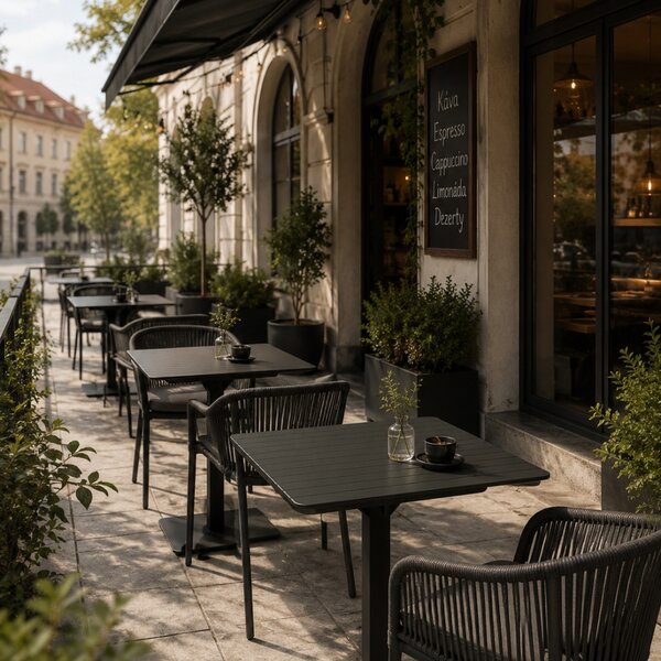 Zuiver Černý kovový zahradní bistro stůl VONDEL 71 x 71 cm