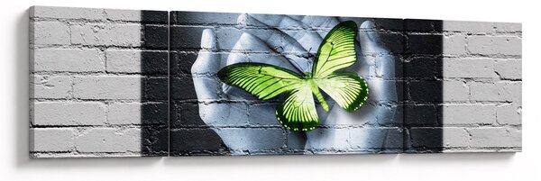 Obraz - Zelený motýl ve zdi (170x50 cm)