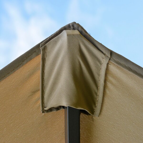 Outsunny XXL Zahradní Slunečník s Křížovou Bází Velikost 4,6L x 2,7W x 2,4H m S Mechanismem Otevírání a Zavírání Ocel High Density Polyester Káva | Ao