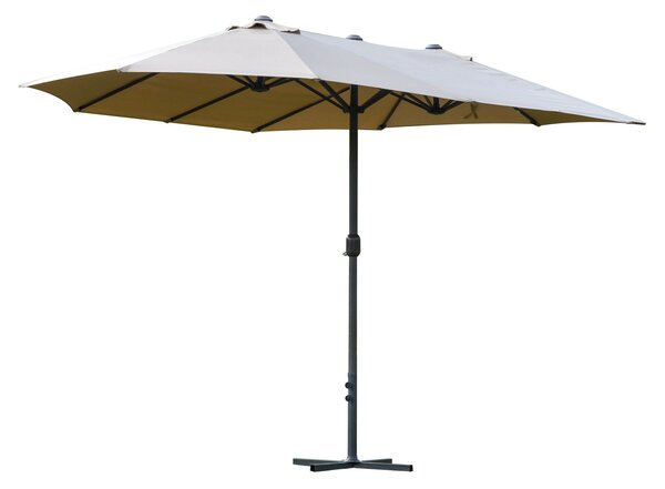 Outsunny XXL Zahradní Slunečník s Křížovou Bází Velikost 4,6L x 2,7W x 2,4H m S Mechanismem Otevírání a Zavírání Ocel High Density Polyester Káva | Ao