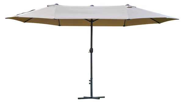 Outsunny XXL Zahradní Slunečník s Křížovou Bází Velikost 4,6L x 2,7W x 2,4H m S Mechanismem Otevírání a Zavírání Ocel High Density Polyester Káva | Ao