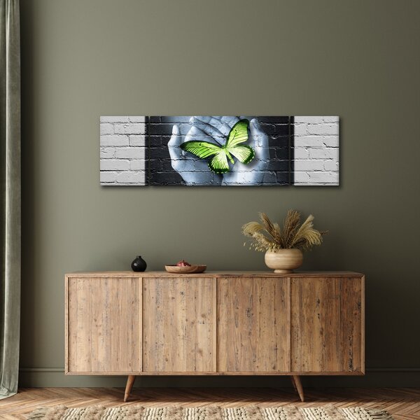 Obraz - Zelený motýl ve zdi (170x50 cm)