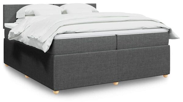 Box spring postel s matrací tmavě šedá 200x200 cm textil 3289857