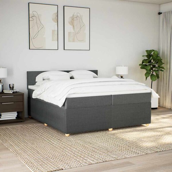 Box spring postel s matrací tmavě šedá 200x200 cm textil 3289857