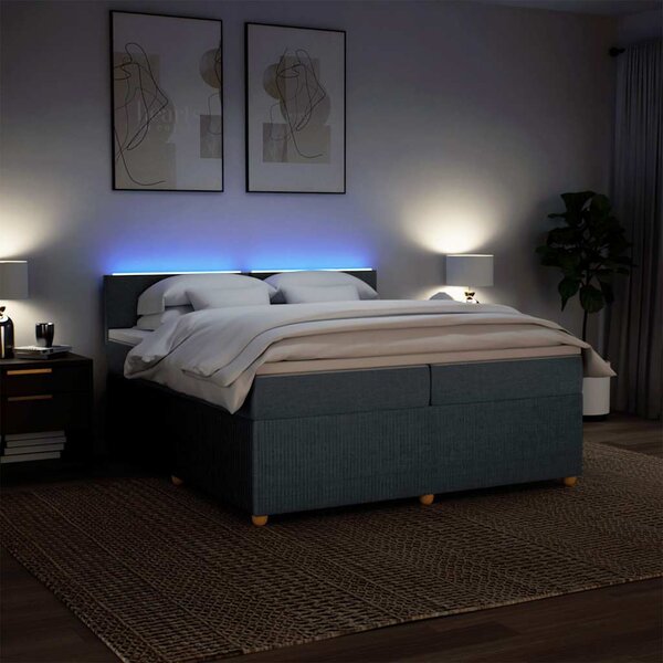 Box spring postel s matrací tmavě šedá 200x200 cm textil 3289857