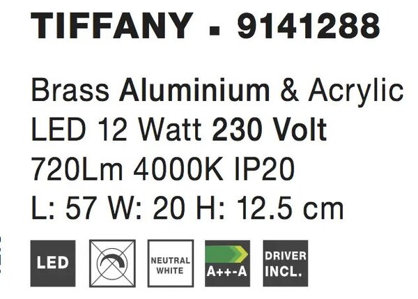 LED nástěnné svítidlo Tiffany – Zlatá