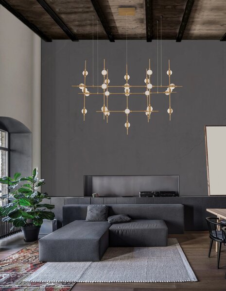 LED lustr Atomo 106 zlaté s dálkovým ovládáním – Zlatá