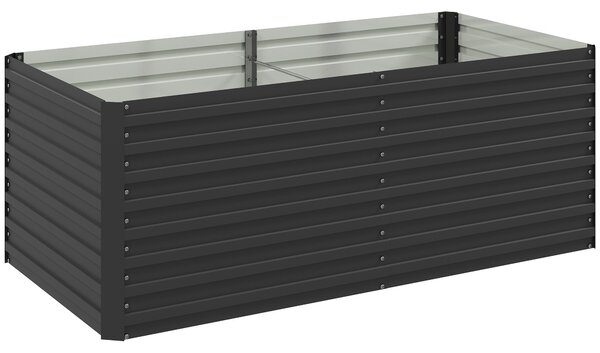 Outsunny Zahradní Květináč, Zinkovaný Zvednutý Zahradní Box se Zabezpečeným Okrajem a Otevřeným Dnem, pro Květiny, Byliny a Zeleninu, 160 x 80 x 60 cm