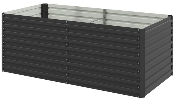 Outsunny Zahradní Květináč, Zinkovaný Zvednutý Zahradní Box se Zabezpečeným Okrajem a Otevřeným Dnem, pro Květiny, Byliny a Zeleninu, 160 x 80 x 60 cm
