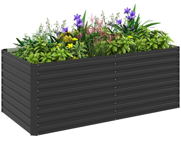Outsunny Zahradní Květináč, Zinkovaný Zvednutý Zahradní Box se Zabezpečeným Okrajem a Otevřeným Dnem, pro Květiny, Byliny a Zeleninu, 160 x 80 x 60 cm