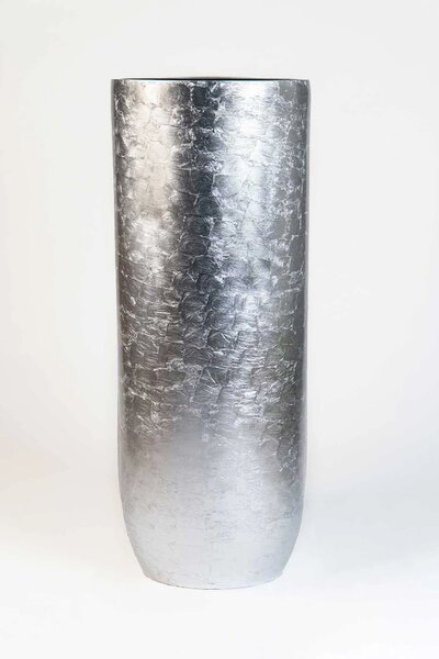 Luxusní květináč SOLERIO, sklolaminát, výška 80 cm, stříbrný lesk