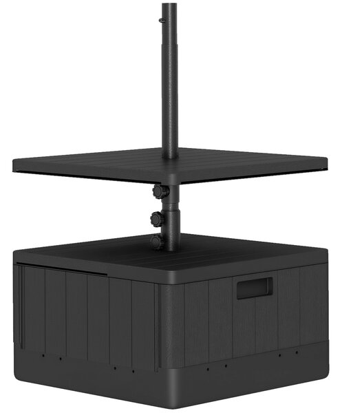 Outsunny Čtvercový Stojan Na Slunečník S Podnosem, HDPE Základna Na Kolečkách, Naplnitelný Vodou Nebo Pískem Pro Terasu, Bazén, Patio, Zahradu 53 x 53