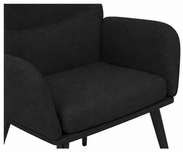 Relaxační křeslo, odpočinkové, dřevo/kov/textil, 96x68x79 cm, nohy černé/černá, Dekorino KR20260060