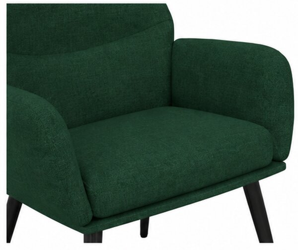 Relaxační křeslo, odpočinkové, dřevo/kov/textil, 96x68x79 cm, nohy černé/tmavě zelená, Dekorino KR20260059