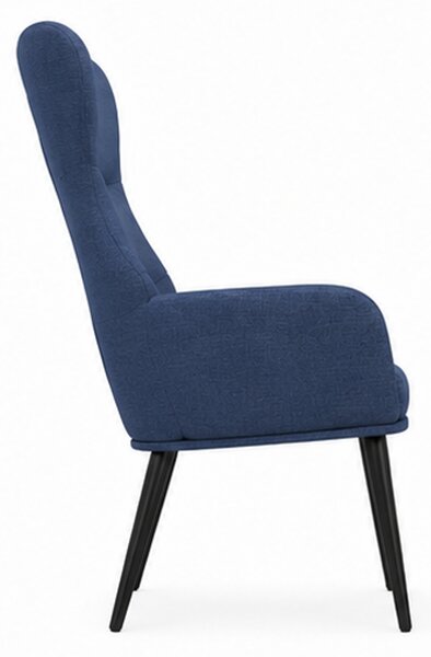 Relaxační křeslo, odpočinkové, dřevo/kov/textil, 96x68x79 cm, nohy černé/modrá, Dekorino KR20260058