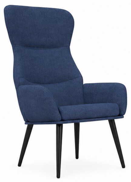 Relaxační křeslo, odpočinkové, dřevo/kov/textil, 96x68x79 cm, nohy černé/modrá, Dekorino KR20260058