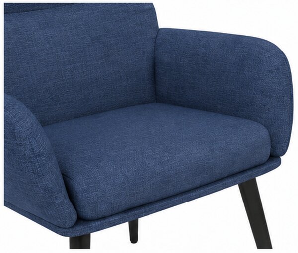 Relaxační křeslo, odpočinkové, dřevo/kov/textil, 96x68x79 cm, nohy černé/modrá, Dekorino KR20260058