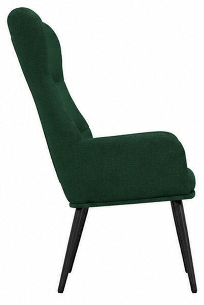 Relaxační křeslo, odpočinkové, dřevo/kov/textil, 96x68x79 cm, nohy černé/tmavě zelená, Dekorino KR20260059