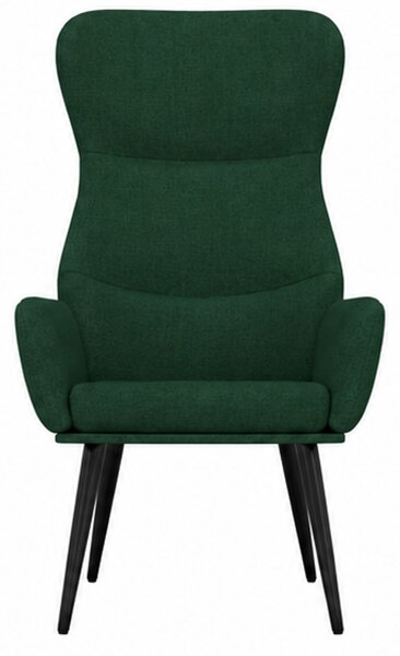 Relaxační křeslo, odpočinkové, dřevo/kov/textil, 96x68x79 cm, nohy černé/tmavě zelená, Dekorino KR20260059