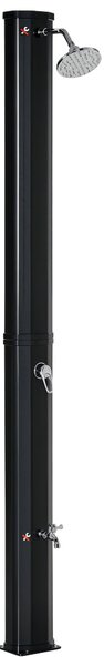 Outsunny 35L Solární Sprcha do Zahrady, na Pláž a K Bazénu s Integrovanou Sprchovou Hlavicí a Teploměrem, Studená a Teplá Voda až do 55°C, PVC, ABS, r