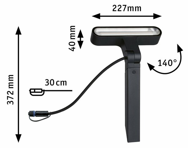 PAULMANN Plug & Shine LED spot Ito IP65 3000K 6W antracit horizontální