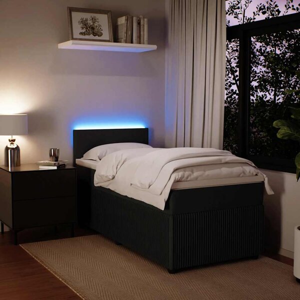 Box spring postel s matrací černá 80 x 200 cm samet 3289886