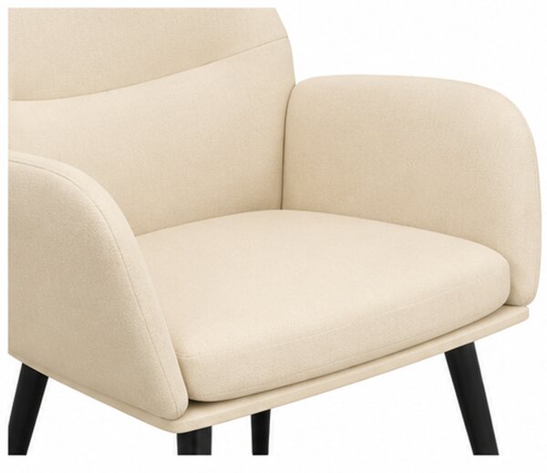 Relaxační křeslo, odpočinkové, dřevo/kov/textil, 96x68x79 cm, nohy černé/krémová, Dekorino KR20260057