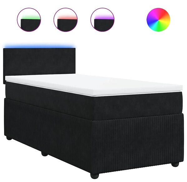 Box spring postel s matrací černá 80 x 200 cm samet 3289886