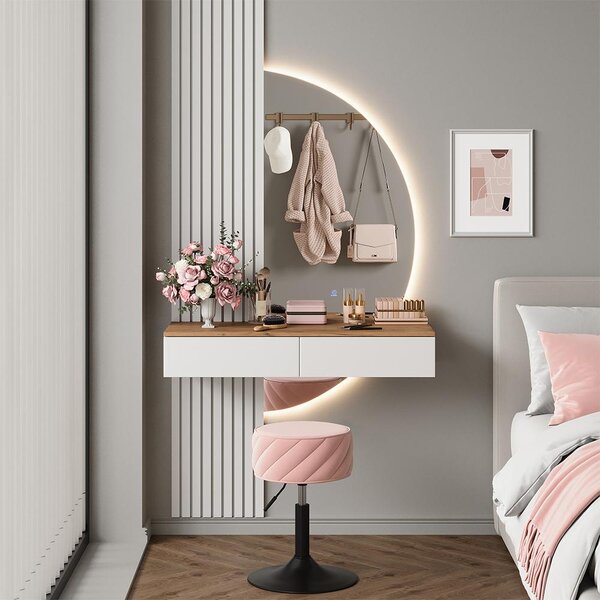 Toaletní stolek Vicco Melina Bílá/dub 100 cm se zrcadlem LED, Model 58447