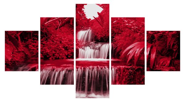 Obraz - Indonéské vodopády v červené (125x70 cm)