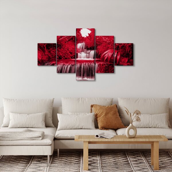 Obraz - Indonéské vodopády v červené (125x70 cm)